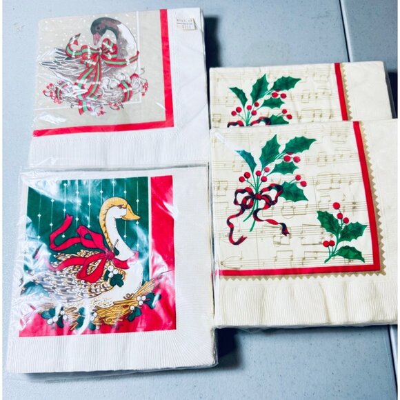 New Vtg Christmas Luncheon Napkins 4 Packs 13” x 13” Artfaire Hallmark CA Reed - Picture 1 of 8